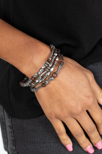 Jungle Jubilee - Brown and Silver Bracelet- Paparazzi Accessories