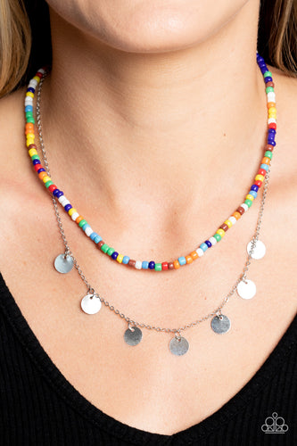 Comet Candy - Multicolored Silver Necklace- Paparazzi Accessories