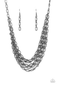 House of CHAIN - Gunmetal Necklace- Paparazzi Accessories