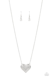 Spellbinding Sweetheart - White and Silver Necklace- Paparazzi Accessories