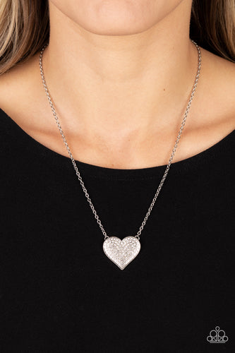 Spellbinding Sweetheart - White and Silver Necklace- Paparazzi Accessories