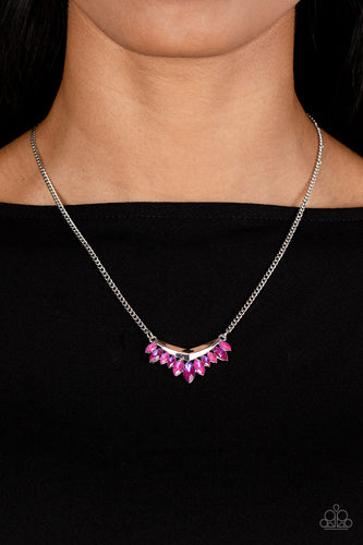 Flash of Fringe - Pink and Silver Necklace- Paparazzi Accessories