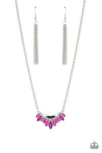 Flash of Fringe - Pink and Silver Necklace- Paparazzi Accessories