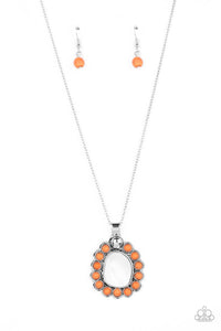 Sahara Sea - Orange and Silver Necklace- Paparazzi Accessories