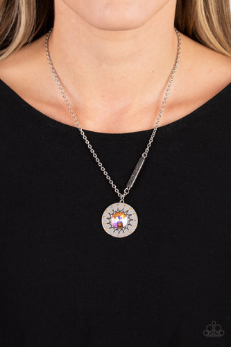 Sundial Dance - Orange and Silver Necklace- Paparazzi Accessories