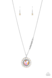 Sundial Dance - Orange and Silver Necklace- Paparazzi Accessories