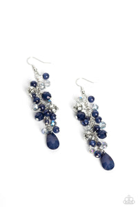 Cheeky Cascade - Blue and Silver Earrings- Paparazzi Accessories