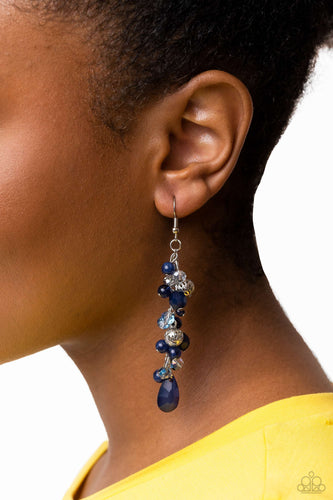 Cheeky Cascade - Blue and Silver Earrings- Paparazzi Accessories