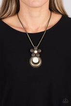 Load image into Gallery viewer, Bohemian Blossom - White and Brass Necklace- Paparazzi Accessories