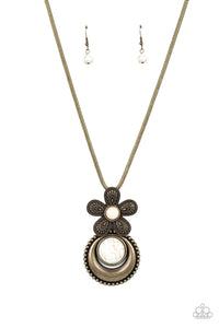Bohemian Blossom - White and Brass Necklace- Paparazzi Accessories