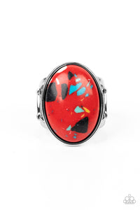 Majestic Marbling - Red and Silver Ring- Paparazzi Accessories