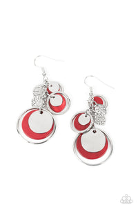 Saved by the SHELL - Red and Silver Earrings- Paparazzi Accessories