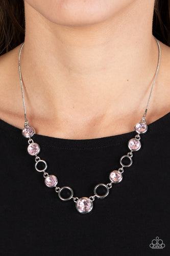 Elegantly Elite - Pink and Silver Necklace- Paparazzi Accessories