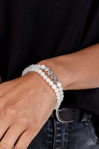 Devoted Dreamer - White and Silver Bracelet- Paparazzi Accessories