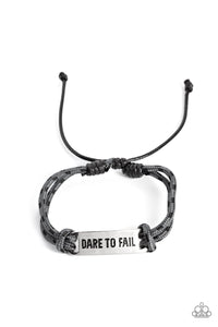 Dare to Fail - Silver and Black Bracelet- Paparazzi Accessories