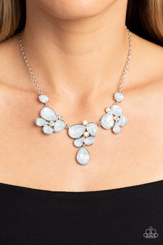 Everglade Escape - White and Silver Necklace- Paparazzi Accessories