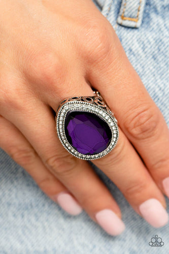 Illuminated Icon - Purple and Silver Ring- Paparazzi Accessories