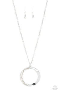 Encrusted Elegance - Multicolored Silver Necklace- Paparazzi Accessories