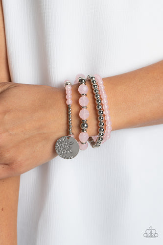 Surfer Style - Pink and Silver Bracelet- Paparazzi Accessories