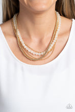 Load image into Gallery viewer, Boardwalk Babe - White and Gold Necklace- Paparazzi Accessories