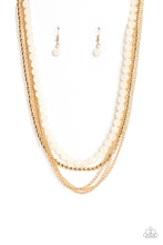 Load image into Gallery viewer, Boardwalk Babe - White and Gold Necklace- Paparazzi Accessories
