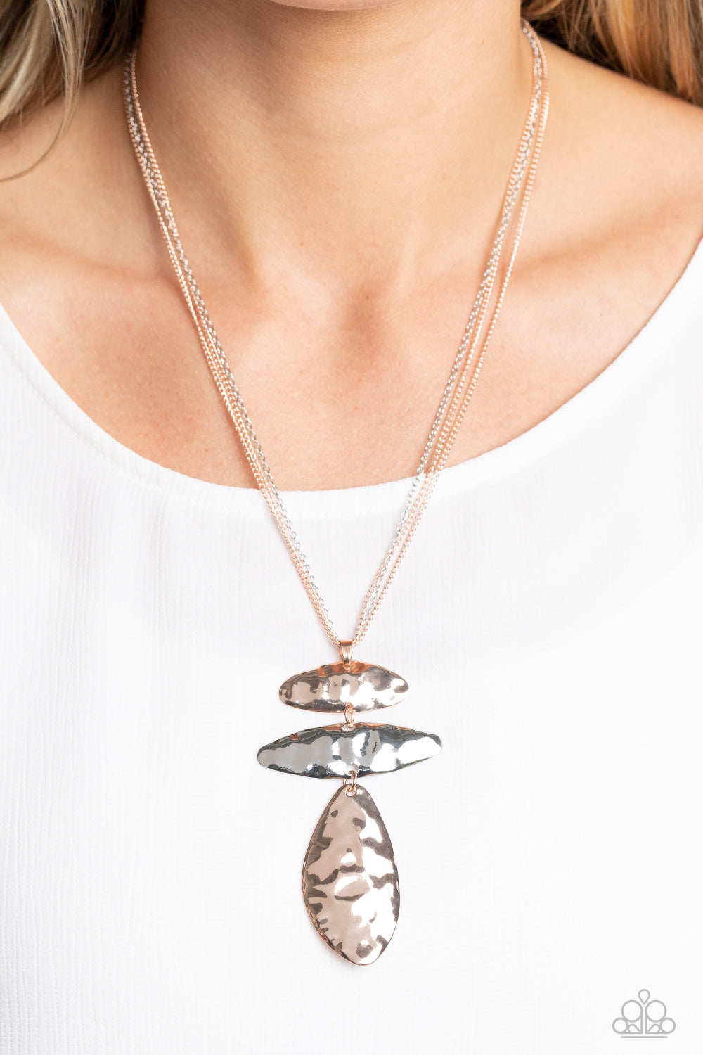 Monochromatic Model - Silver and Rose Gold Necklace- Paparazzi Accessories
