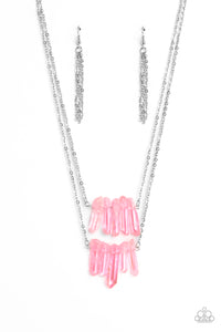 Crystal Catwalk - Pink and Silver Necklace- Paparazzi Accessories