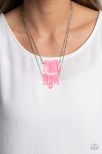 Crystal Catwalk - Pink and Silver Necklace- Paparazzi Accessories