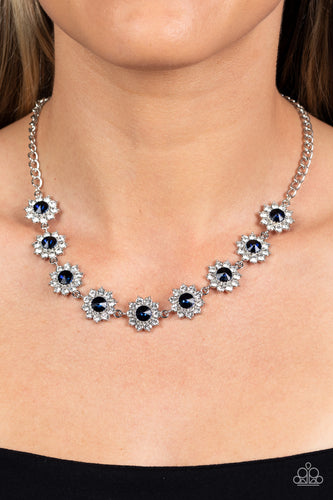 Blooming Brilliance - Blue and Silver Necklace- Paparazzi Accessories