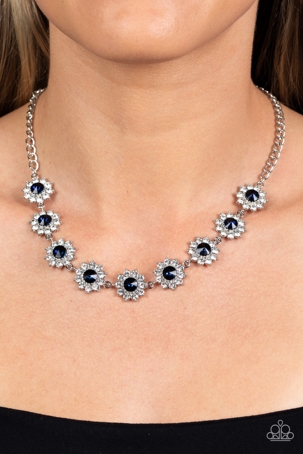Blooming Brilliance - Blue and Silver Necklace- Paparazzi Accessories
