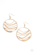 Load image into Gallery viewer, Fighting Fortune - White and Gold Earrings- Paparazzi Accessories