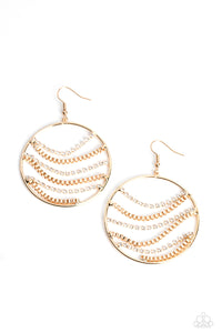 Fighting Fortune - White and Gold Earrings- Paparazzi Accessories