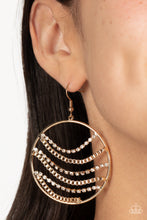 Load image into Gallery viewer, Fighting Fortune - White and Gold Earrings- Paparazzi Accessories