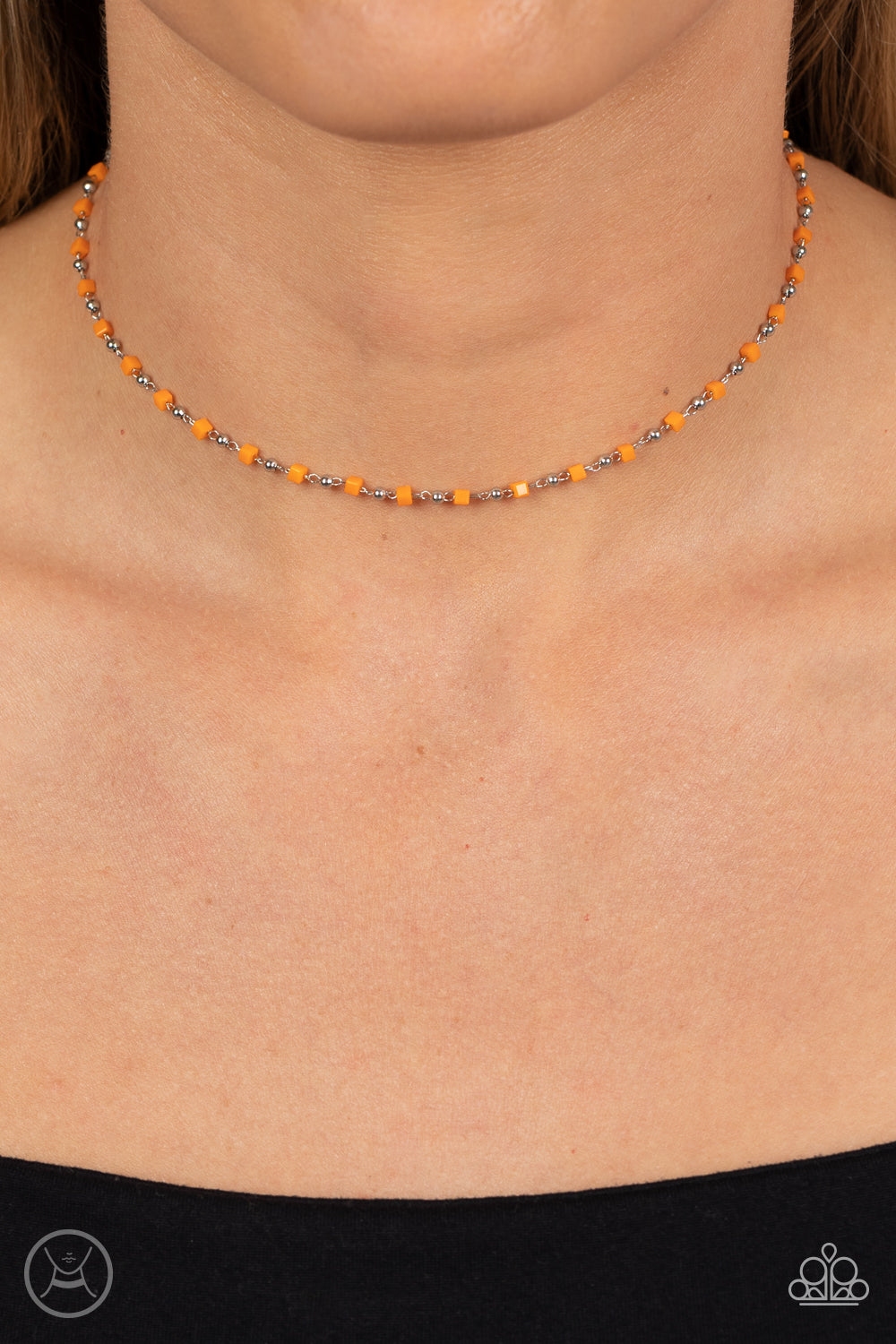 Neon Lights - Orange and Silver Necklace- Paparazzi Accessories