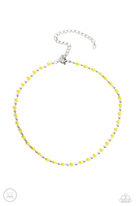 Neon Lights - Yellow and Silver Necklace- Paparazzi Accessories