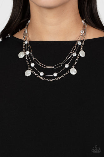 Blissful Ballad - White and Silver Necklace- Paparazzi Accessories