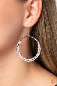 Material PEARL - White and Silver Earrings- Paparazzi Accessories
