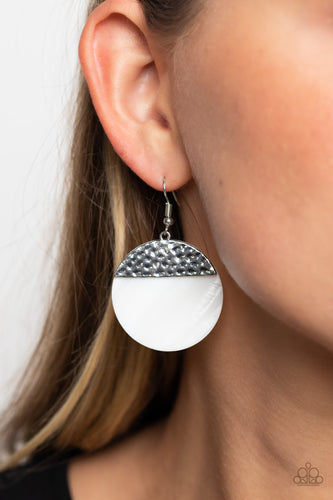 SHELL Out - White and Silver Earrings- Paparazzi Accessories