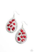 Load image into Gallery viewer, Cats Eye Class - Red and Silver Earrings- Paparazzi Accessories