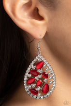 Load image into Gallery viewer, Cats Eye Class - Red and Silver Earrings- Paparazzi Accessories