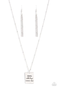 Mama MVP - Silver Necklace- Paparazzi Accessories