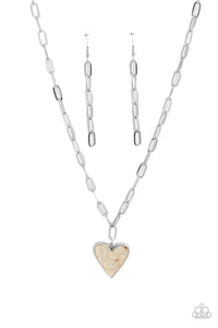 Kiss and SHELL - White and Silver Necklace- Paparazzi Accessories