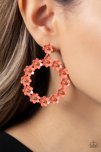 Daisy Meadows - Orange and Gold Earrings- Paparazzi Accessories