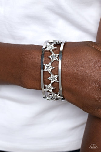 Starry Suffragette - White and Silver Bracelet- Paparazzi Accessories