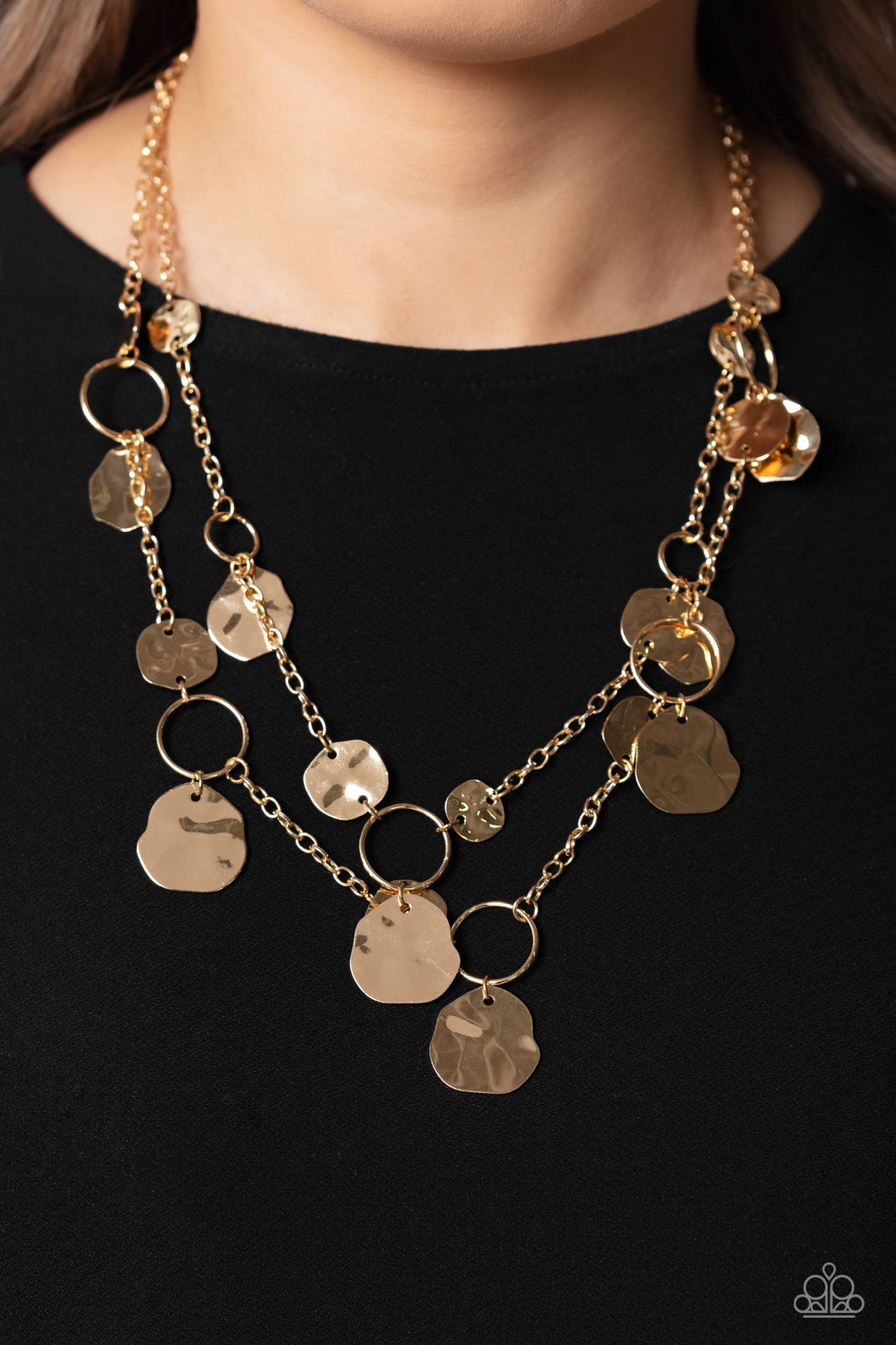 Hammered Horizons - Gold Necklace- Paparazzi Accessories