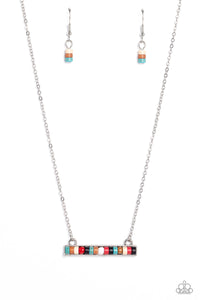 Barred Bohemian - Multicolored Silver Necklace- Paparazzi Accessories
