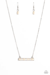 Barred Bohemian - White and Silver Necklace- Paparazzi Accessories