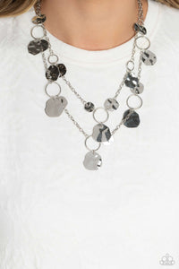 Hammered Horizons - Silver Necklace- Paparazzi Accessories