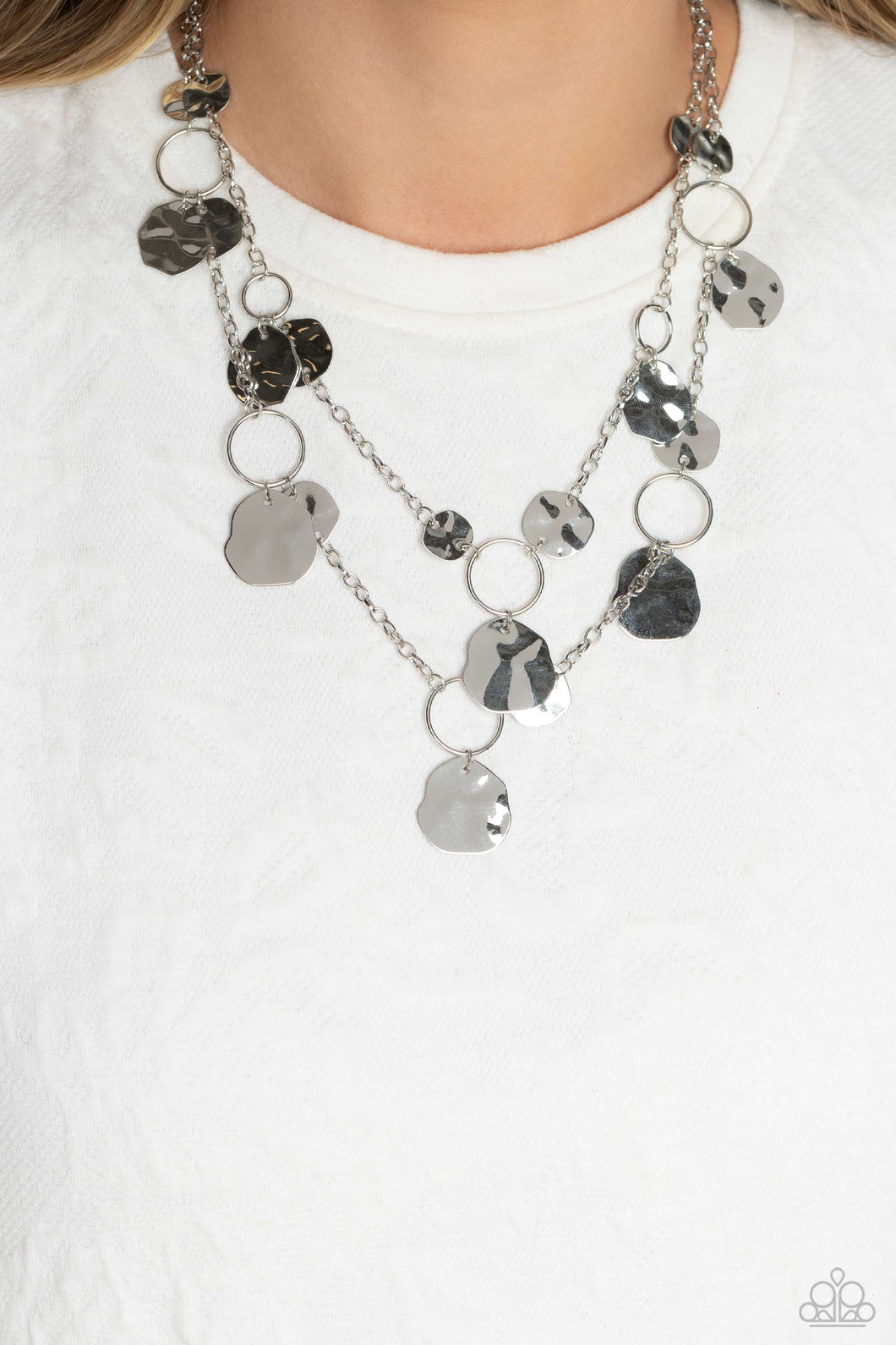 Hammered Horizons - Silver Necklace- Paparazzi Accessories