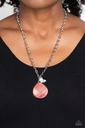 I Put A SHELL On You - Orange and Silver Necklace- Paparazzi Accessories